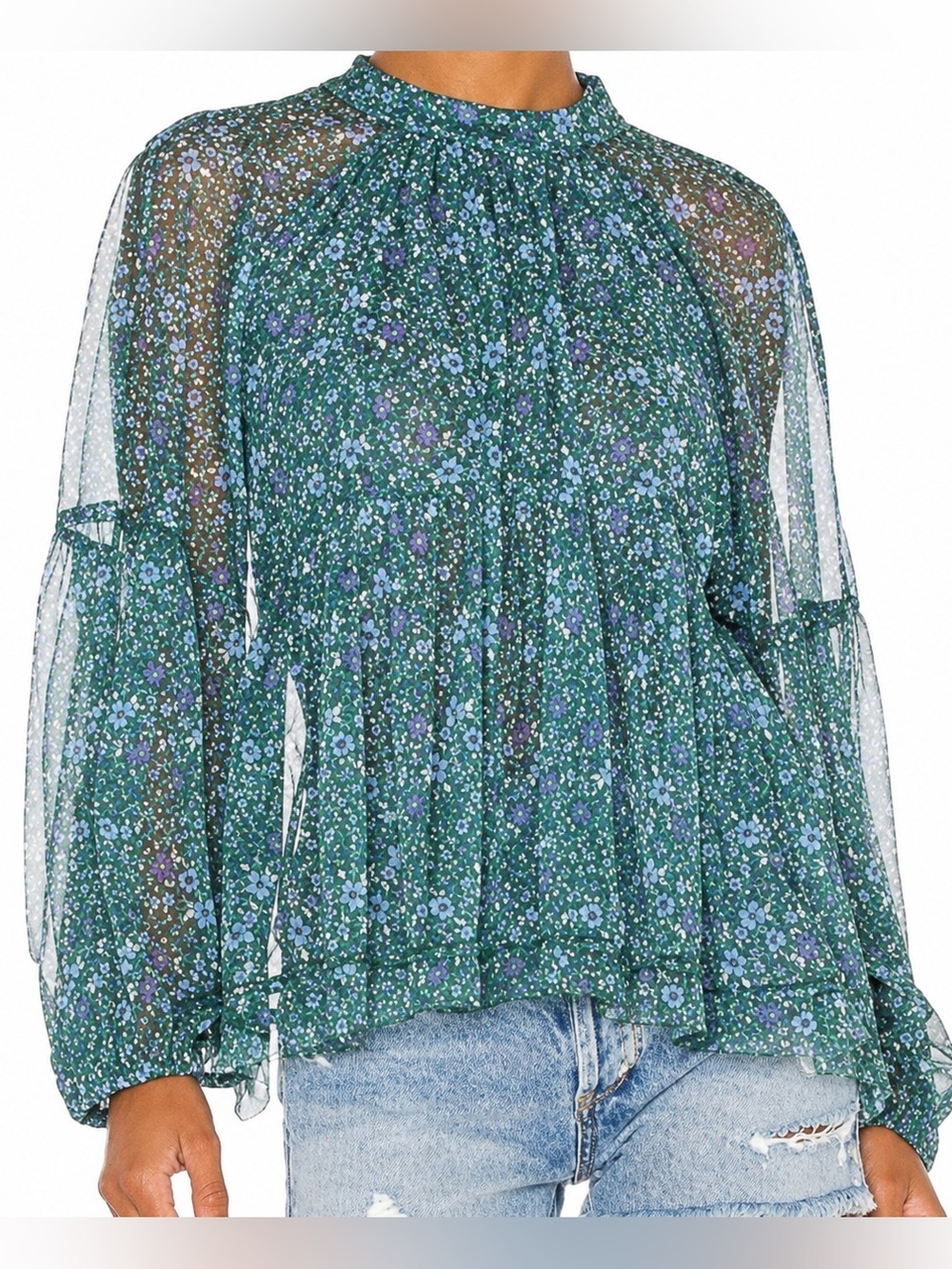 Free People open back sheer floral top, large